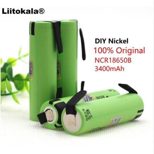4PCS Liitokala New Original NCR18650B 3400mAh 18650 battery 3.7V Li-ion Rechargeable battery for panasonic+DIY nickel piece