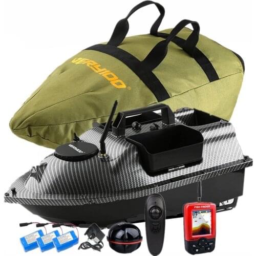 500M Smart RC Bait Boat 3 Hoppers Carp Fishing Hook Post Boat Optional GPS LCD Fishfinder Sonar Sensor,Spare Battery,Handbag
