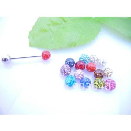 Free shippment 30pcs/lot Crystal Gems Ball Replacement For Tongue Ring Bar Body piercing jewelry 1.6X6mm Smoothly Design