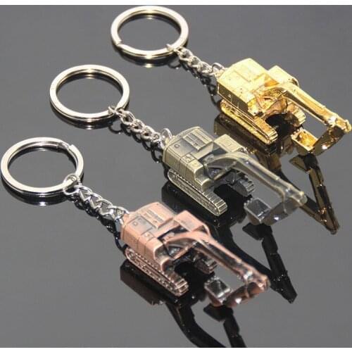 FREE SHIPPING 100pcs/lot Mini 3D Excavating Machinery Keychains Excavator Digger Keyrings Construction Company Gifts