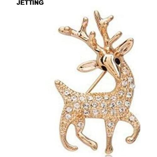 JETTING 1pc New Fashion Animal Deer Shape Brooches For Women Trendy Shinny Rhinestone Jewelry Broches Jewelry