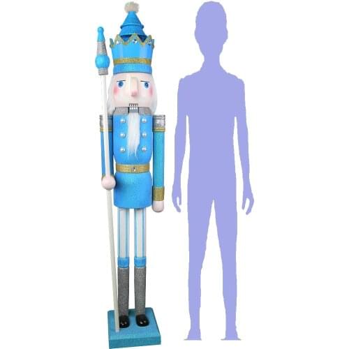 CDL 4feet/120cm/4ft/4foot Life Size large/Giant Pastel Blue Glitter Christmas Wooden Nutcracker King & Soldier Ornament Doll K35
