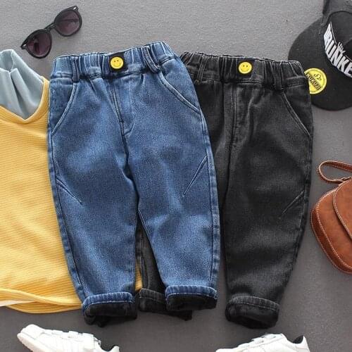 Autumn Winter Toddler Boys Jeans Thicken Casual Warm Jeans for Boys Kids Pants Elastic Waist Children Denim Pants Baby Trousers