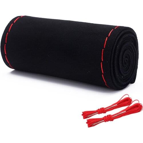 Car Steering Wheel Cover 38CM Suede DIY Braid Needles And Thread Auto Anti-slip Breathable Soft Car-Styling Interior Accessories