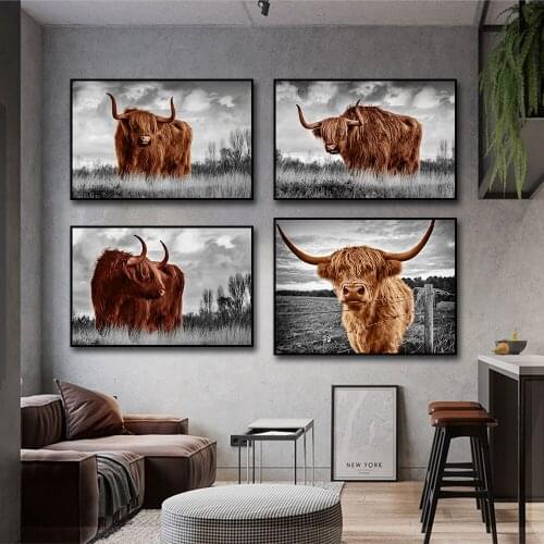 Waste Cattle Picture Wild Animal Canvas Painting Printed Wall Art For Living Room Modern Decorative Pictures Home Decor unframe
