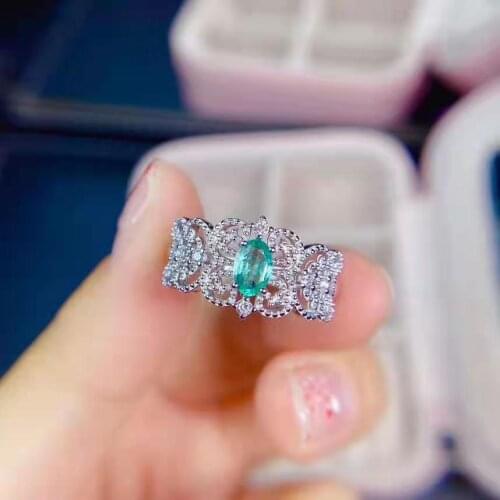 Natural High-quality Emerald Simple Ring S925 Sterling Silver Fine Fashion Charming Jewelry for Women Free Shipping MeibaPJFS