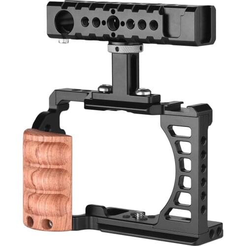 Camera Video Cage + Top Handle Kit Aluminum Alloy Video Cage with Cold Shoe Mounts Replacement for Sony A7C Mirrorless Camera