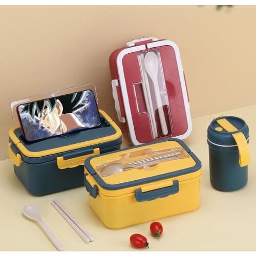 Lunch Box Microwave Heating Separated Bento Box Wheat Straw Dinnerware Food Storage Container Children Office Portable Bento Box