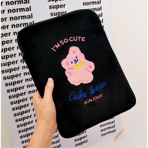 Girl Cute Cartoon INS Bear Sleeve Case For Ipad 11 Inch Pouch Korean Tablet Mac iPad Inner Bag Soft Case Laptop Storage Handbag