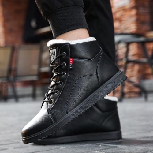 Men Snow Boots Winter Plush Warm Men Lace-Up Non-slip Male Ankle Boots Waterproof Autumn Man Work Shoes bt6
