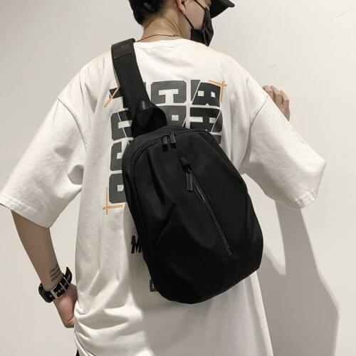 Chest bag mens messenger bag large-capacity simple solid color Japanese street trend student backpack shoulder bag boys bag