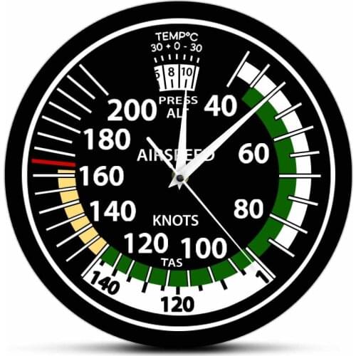 Airspeed Indicator Wall Clock For Pilot Home Décor Airplane Instrument Silent Swept Clock Aviator Mancave Artwork Timepieces