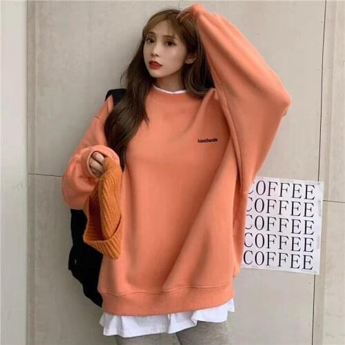 Spring and autumn new thick and thin womens sweater navy blue black pink men splicing sweater street Harajuku Korean warmth