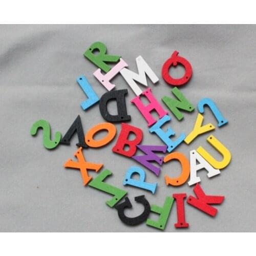 Wholesale 250pcs of Rainbow Color Wooden Letter Pendants - 23mm free shipping