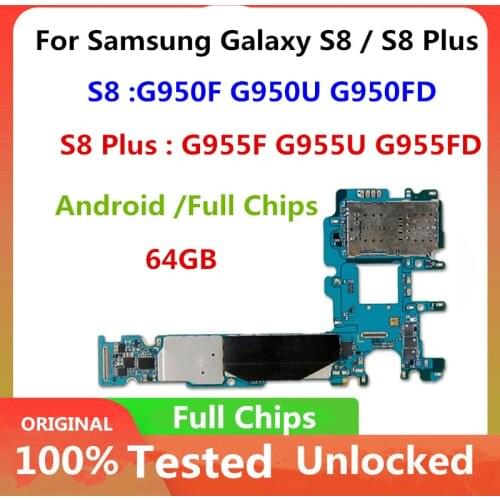 Original For Samsung Galaxy S8 S8 Plus G955FD G950FD G950F G955F G955U G950U Motherboard Unlock Logic Board Android OS With IMEI