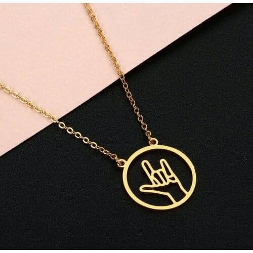 Cxwind Finger Gesture Pendant Chain Necklace Chokers For Women Palm Sign Geometric Pendant Necklaces Boho Maxi Statement Jewelry