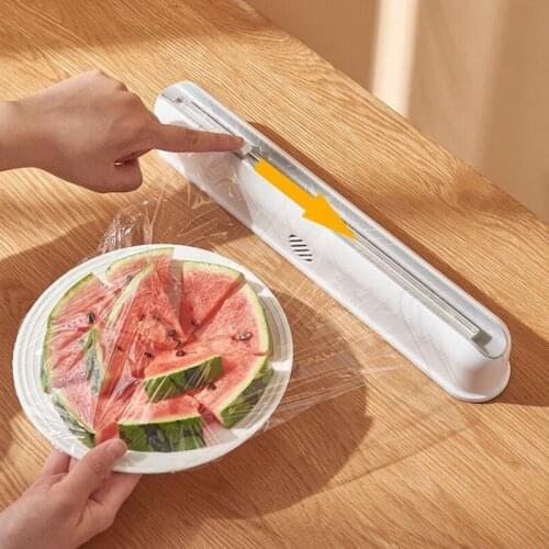 38cm Plastic Foil Cling Film Wrap Dispenser Film Cutter Punch-free Fixing Food Wrap Dispenser Cutter Storage Holder Kitchen Tool
