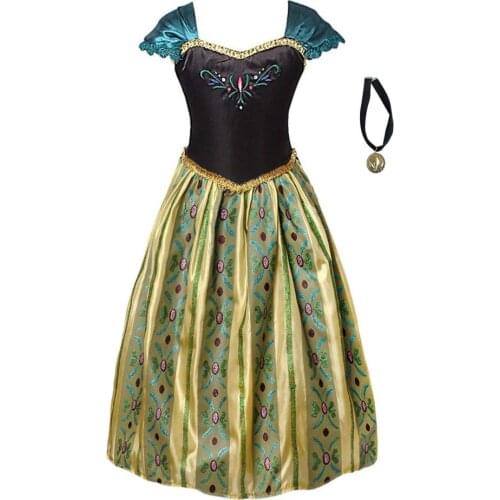 FONLAM Girls Princess Costume Dress Halloween Anna Embroidered Ceremony for Childrens Birthday Party Carnival