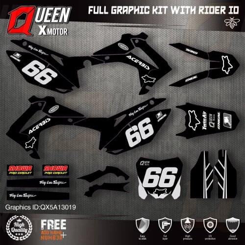 QUEEN X MOTOR Custom Team Graphics Backgrounds Decals Stickers Kit For HONDA 2014-2017 CRF250R 2013-2016 CRF450R 019