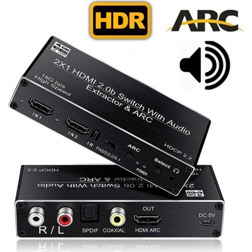 HDMI 2.0 audio extractor splitter 4K HDMI SPDIF HDMI 2.0b Switcher HDR Splitter box HDR ARC HDMI 5.1 audio converter Splitter