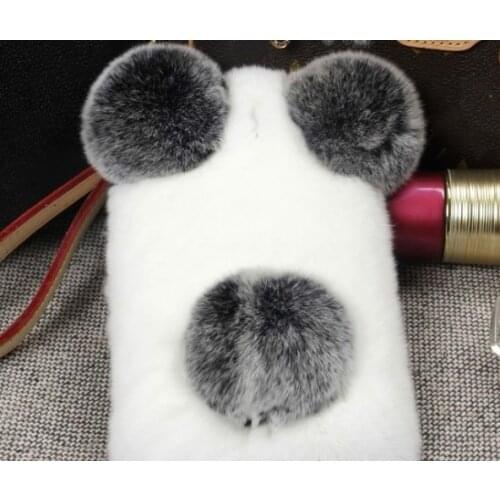 Luxury Panda Rabbit Fur Case For Samsung S10 S20 S9 S8 Plus S7 edge Note10 Plus Note9 Note8 Cartoon warm fluffy Hair plush Case