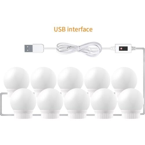 2/6/10/14Pcs Led Makeup Mirror Light Bulb Hollywood Makeup Vanity Lights USB Wall Lamp Dimmable Dressing Table Mirror Lamp