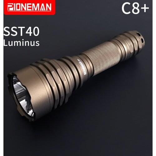 Pioneman C8+ The strong light flashlight Luminus SST40 LED Use 20mm/17mm circuit board Outdoor flashlight, patrol lighting
