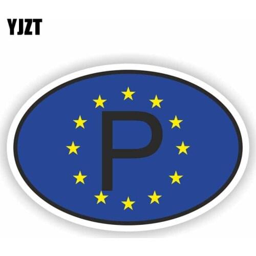 YJZT 13CM*8.8CM Car Accessories P Portugal Code Oval Body Decal 6-2176