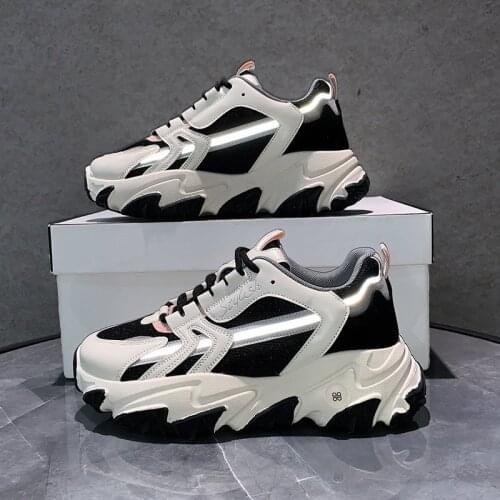 New Woman Breathable Sneakers Platform Chunky Casual Shoes 2021 Spring Designers Basket Female Lacing 5cm Vulcanized Shoes Women