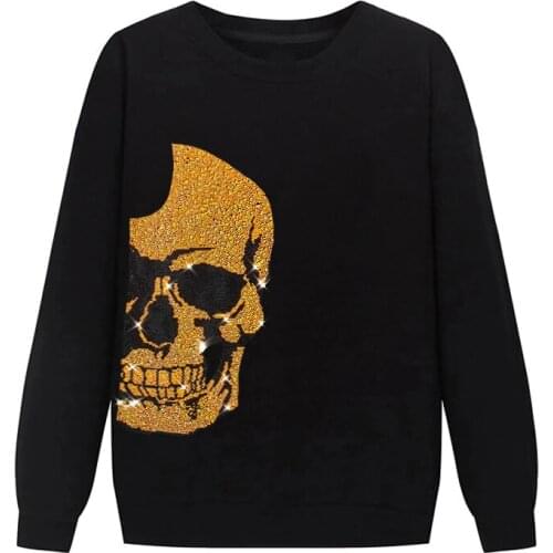 2021 Winter Mens Hoodie Oversized 5XL Hoody Design O-Neck Skull Rhinestone Party Business Long Sleeve Pullover H371