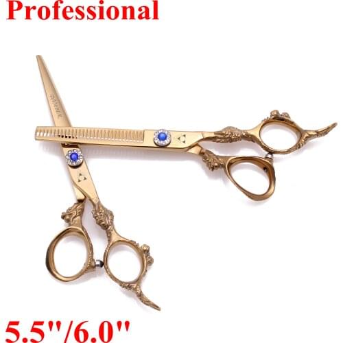 5.5 6.0 Professional Hair Scissors Barber Thinning Hairdressing Scissors Cutting Hair Shears 440C Scissors Set Big Dragon 9004