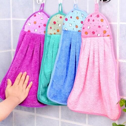 25*45cm Coral Velvet Cute Soft Hand Towels Dishcloths Printing Absorbent Cloth Bathroom Hanging Wipe Kitchen Accessories