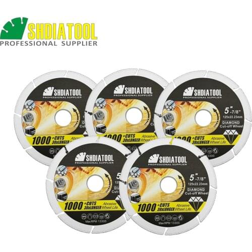 SHDIATOOL 5pcs Vacuum Brazed Diamond Metal Cutting Disc Diamond Cut-off Wheel Blade Cutting Steel Tube, Iron Rebar, Angle Steel