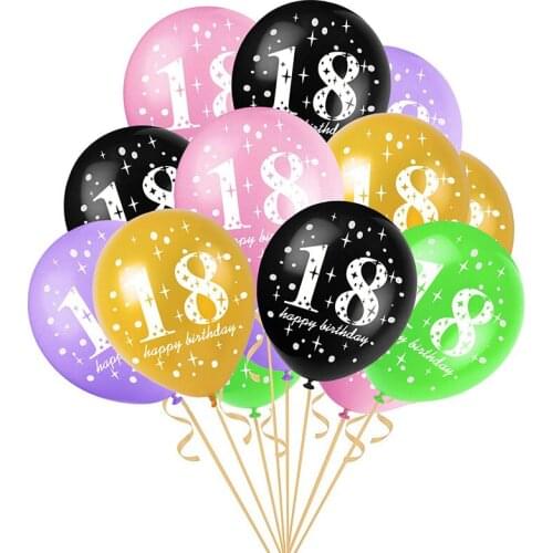 5 pieces of pearlescent latex printed balloons for happy 18th birthday party 12 inch 18th birthday decorations
