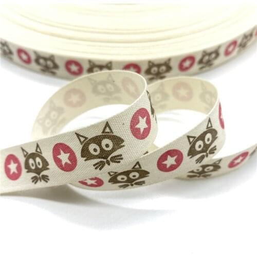 5Yards 15mm Cotton Ribbon Printed Cotton Ribbons For Wedding Christmas Decoration DIY Sewing Fabric #06