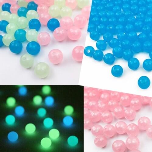 50/100pcs 6/8mm DIY Luminous Beads For Jewelry Making Glow In The Dark Acrylic Hole Beads Bracelet Beaded Necklace kids women