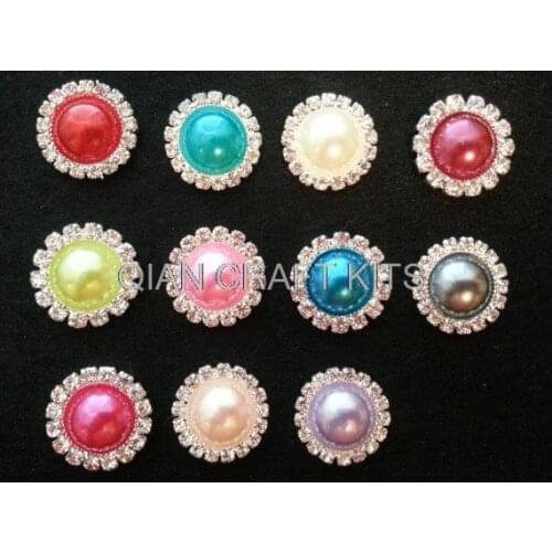 50pcs mixed colors or specified Pearl rhinestone buttons cabochon beads 16mm for hair bow, craft supply pearly decor
