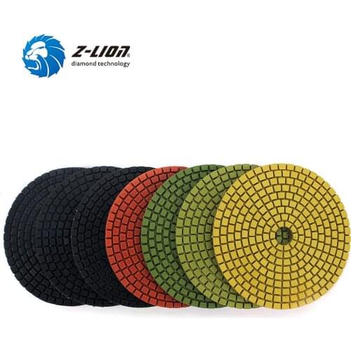 Z-LION 4" 100mm Diamond Wet Polishing Pad 7 Pcs Resin Bond Granite Marble Stone Polish Flexible Diamond Grinding Disc Power Tool