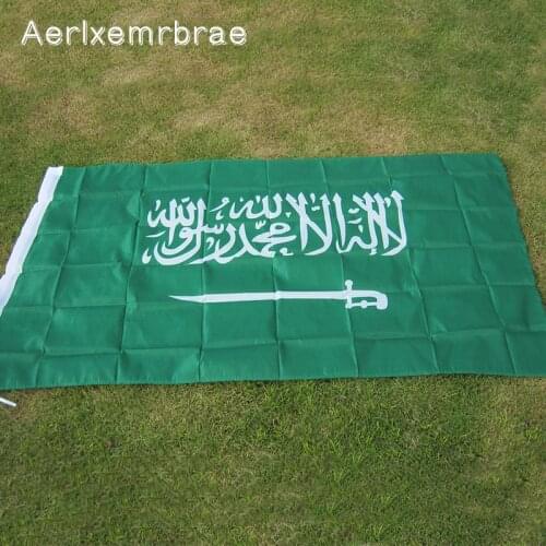 Free Shipping aerlxemrbrae flag Saudi Arabia flag Banner 90*150cm Hanging Saudi Arabia National flag