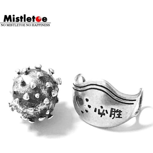 CATBYBEADS Mistletoe 925 Sterling Silver Mask Victory Charm Bead European Jewelry