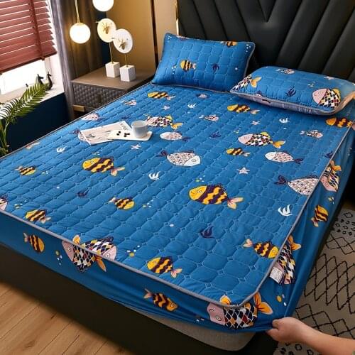 100% Cotton Mattress Cover Fabric Quilted Mattress Protector Thicken King Mattress Pad For Bed Anti-mite Twin Bed Mattress Cover