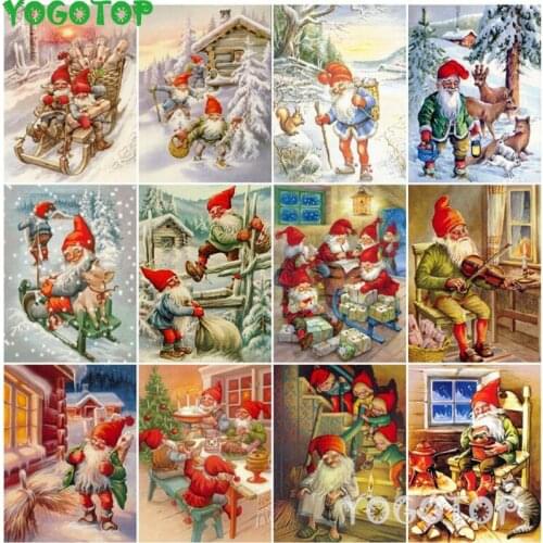 Diy Diamond Painting Christmas Picture Of Rhinestones Diamond Embroidery Winter snow Landscape Santa Claus Mosaic Decor YY4549