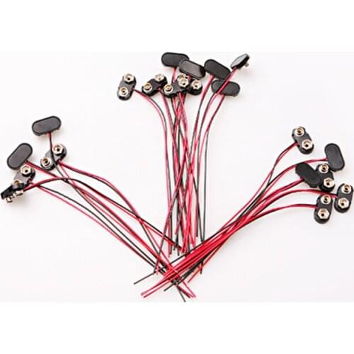 Fixmee 20pcs 9 Volt 9V Battery Clip Snap on Connector Lead Wires Holder Copper Plastic