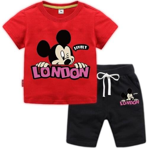 Summer 2020 Baby Boys Mickey T-Shirts+Shorts Pants Sets Clothes Kids Girls Cotton Tops 2Pcs Outfit Children Fashion Suits 1-12Y