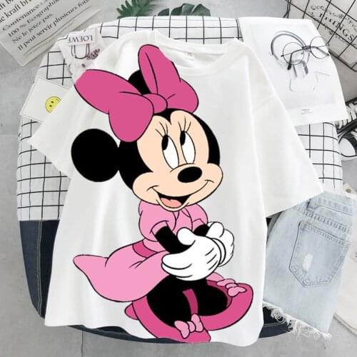 Disney cartoon Mickey Minnie Tshirt Tops Summer casual oversized Women Kawaii Ulzzang Streetwear Harajuku short sleeve Loose y2k