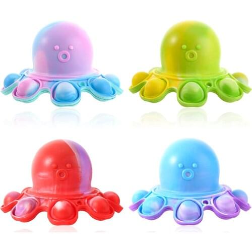 Octopus Popper Toy Push Pop Bubble Fidget Toys Flip Reversible Popper Sensory Keychain Fidget Cute Squeeze Sensory Tools