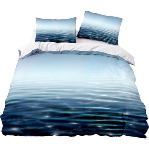 3Pcs Bedding Sets 3D Digital Printing Custom Quilt Duvet Cover Set Landscape Sea Surface Beach Home Queen King Quilt Pillowcase