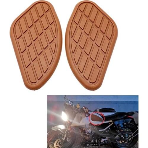 2 Pieces Brown Motorcycle Gas Fuel Tank Rubber Pad Protector Retro Cafe Racer