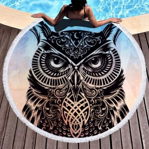 Creative owl Round beach towel Pareo beach luxury beach towel Microfiber towel Towel Towel beach Beach mat beach towel For home