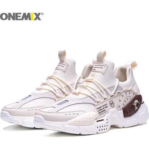 ONEMIX Breathable White Men shoe For Jogging High Top Platform Fashion Woens sneakers Light Flats Outdoor Unisex Running Shoes